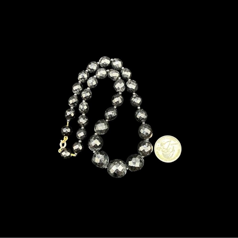 Vintage Heavy Chunky Black Faceted Bead Statement Necklace - Picture 4 of 5